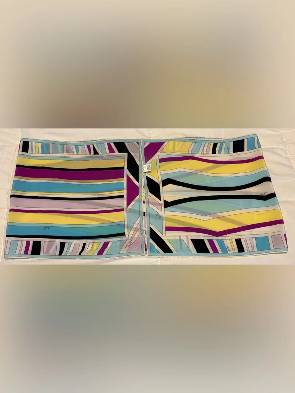 Emilio Pucci Vintage Geometric Silk Scarf 12.5”x 51”